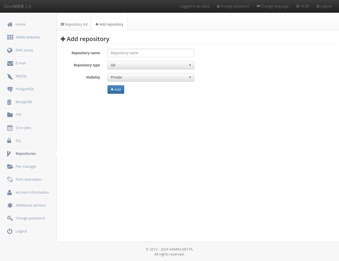 DevilWEB - adding new repository