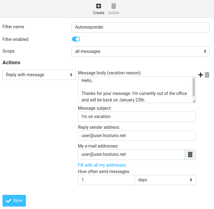 Roundcube - autoresponder without rules